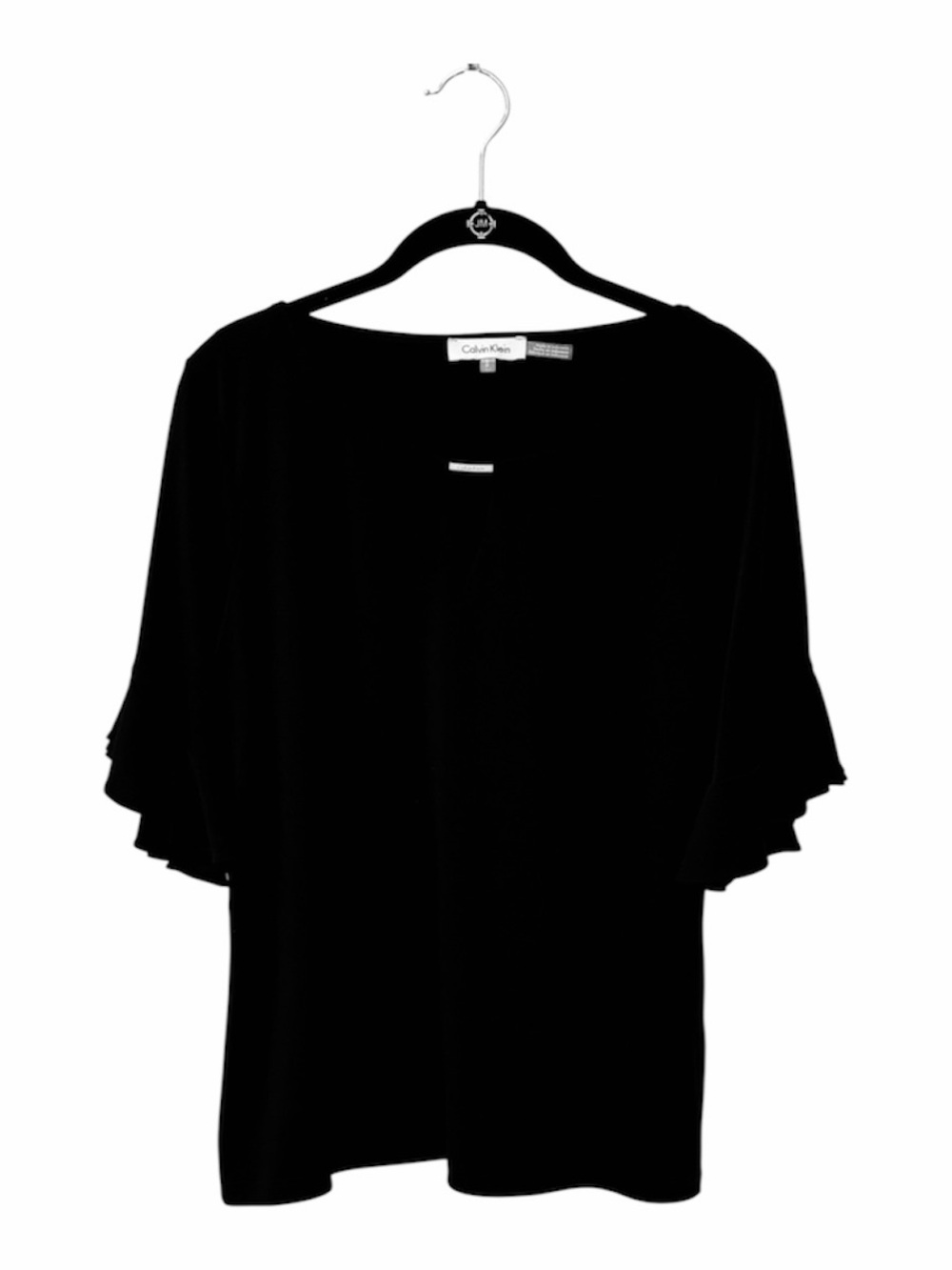 Calvin Klein Black Ruffle-Sleeve Tunic Top Size Medium
